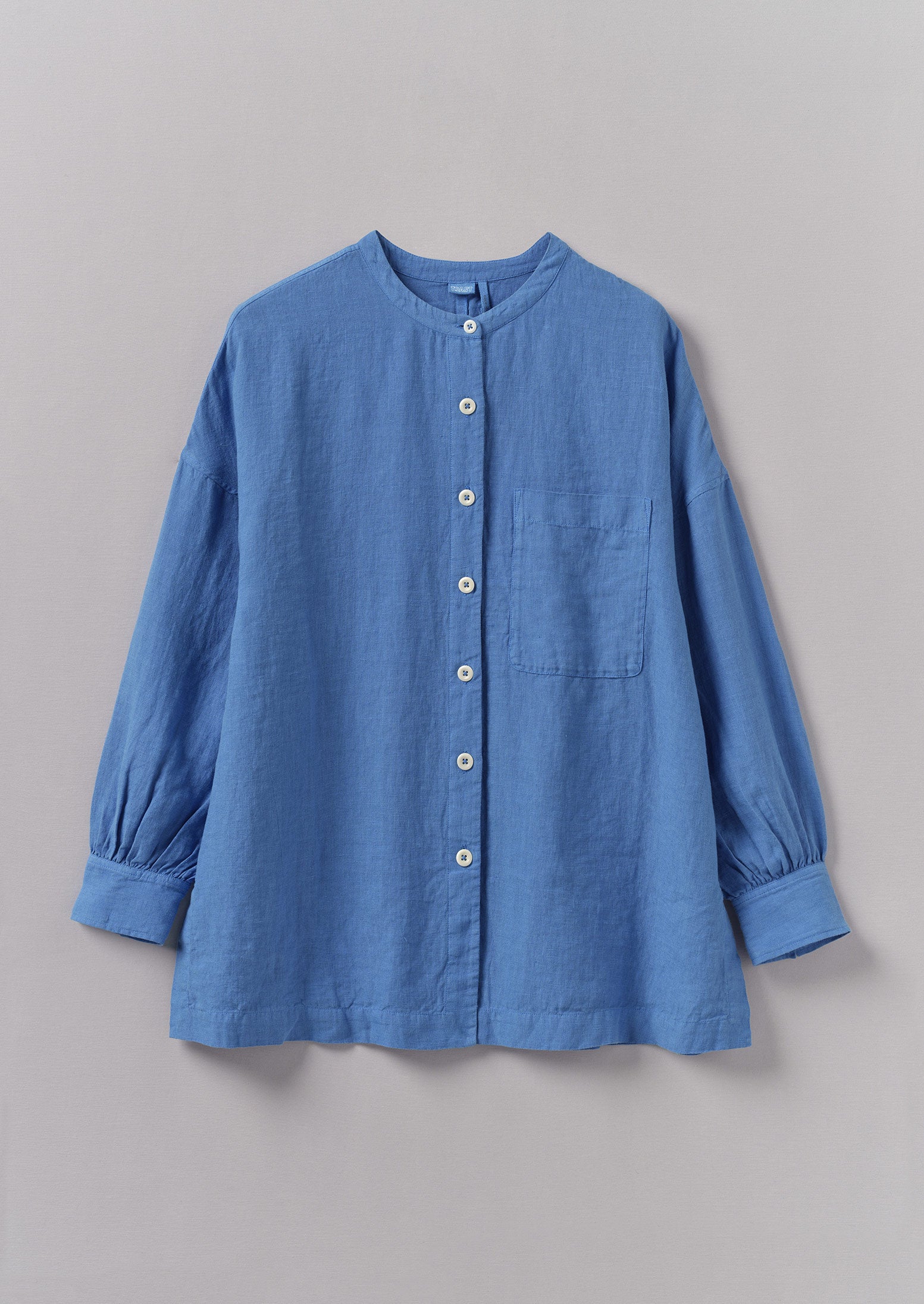 Wearing blue sunshine!/VegetationDyeing/ plant-dyed indigo Linen Shirt with Long high quality Sleeves / Loose-fitting Blouse/RAMIES