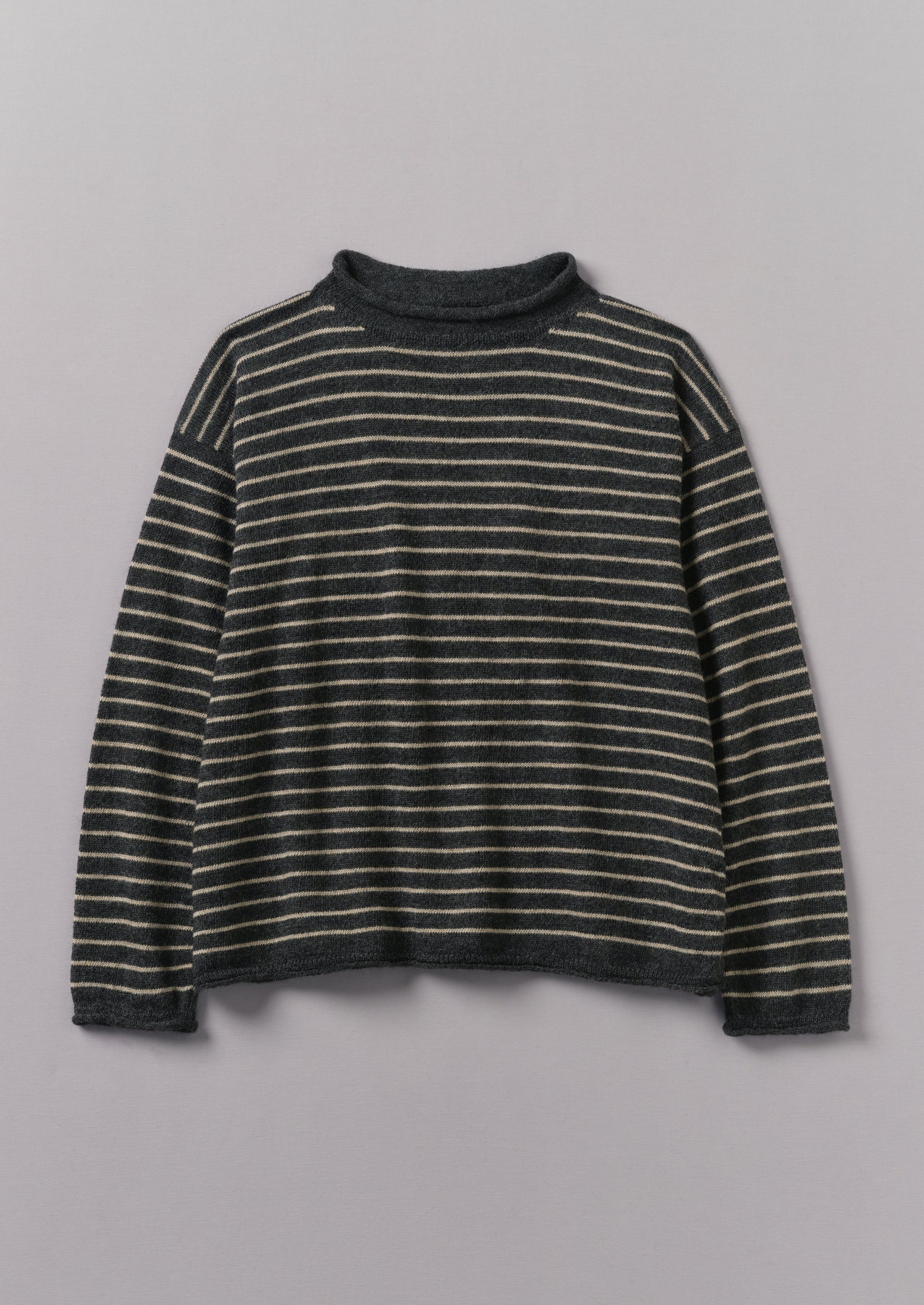 Stripe Alpaca Wool Sweater | Charcoal/Oatmeal | TOAST