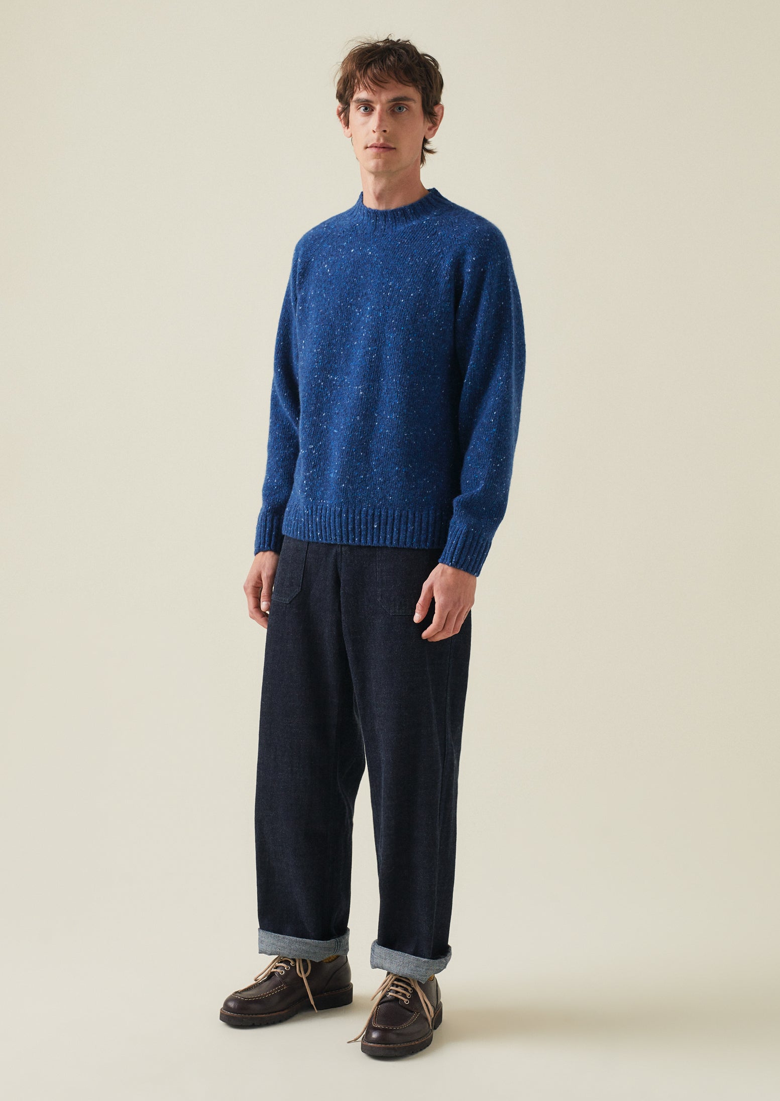 Flecky Wool Cashmere Seamless Sweater | Indigo