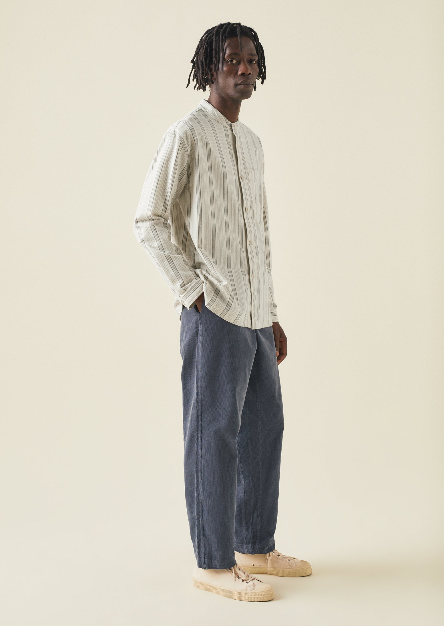 Organic Cord Drawstring Trousers | Storm Blue | TOAST