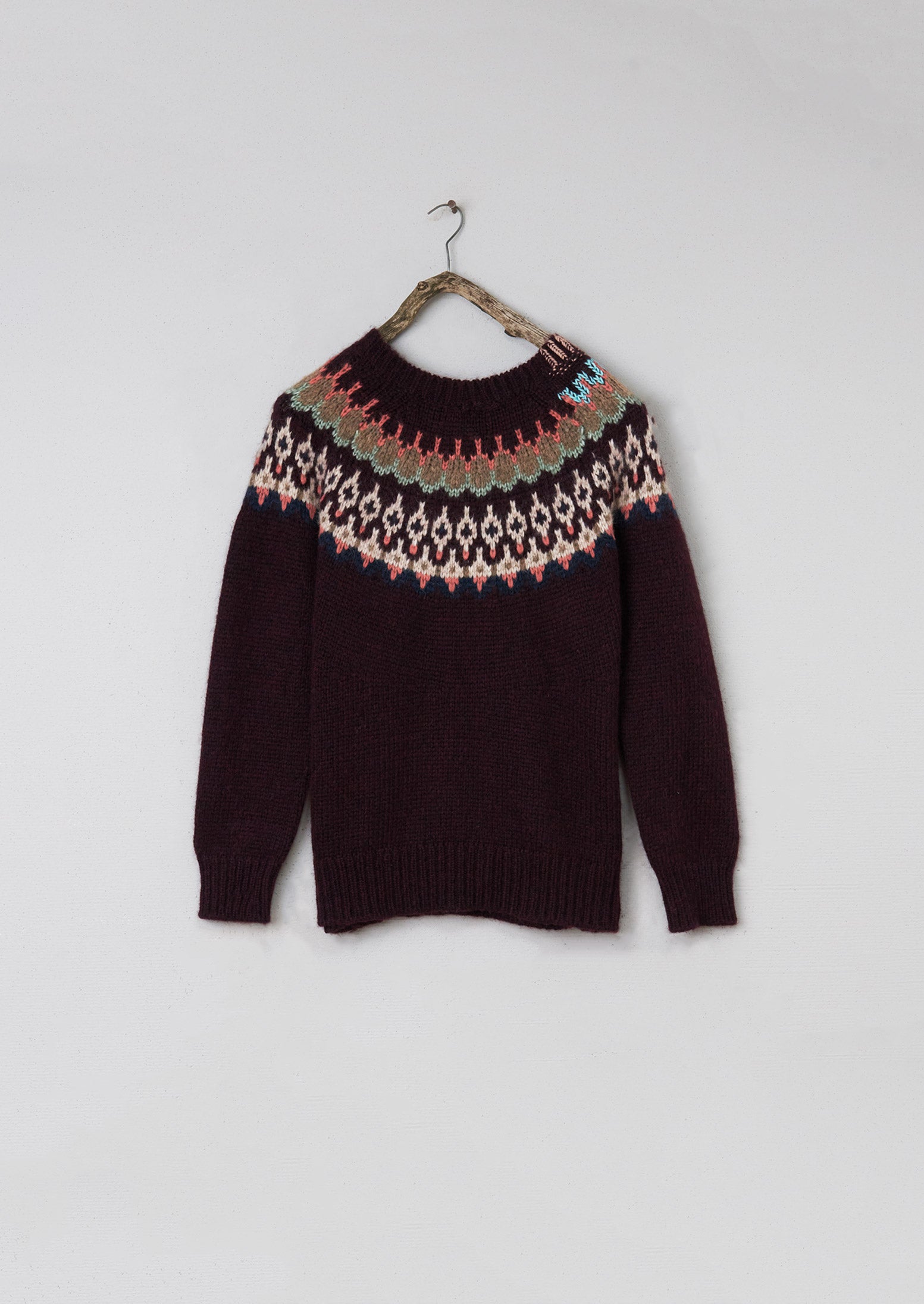 Renewed Lofty Jacquard Yoke Sweater Size M (119) | Plum Multi | TOAST