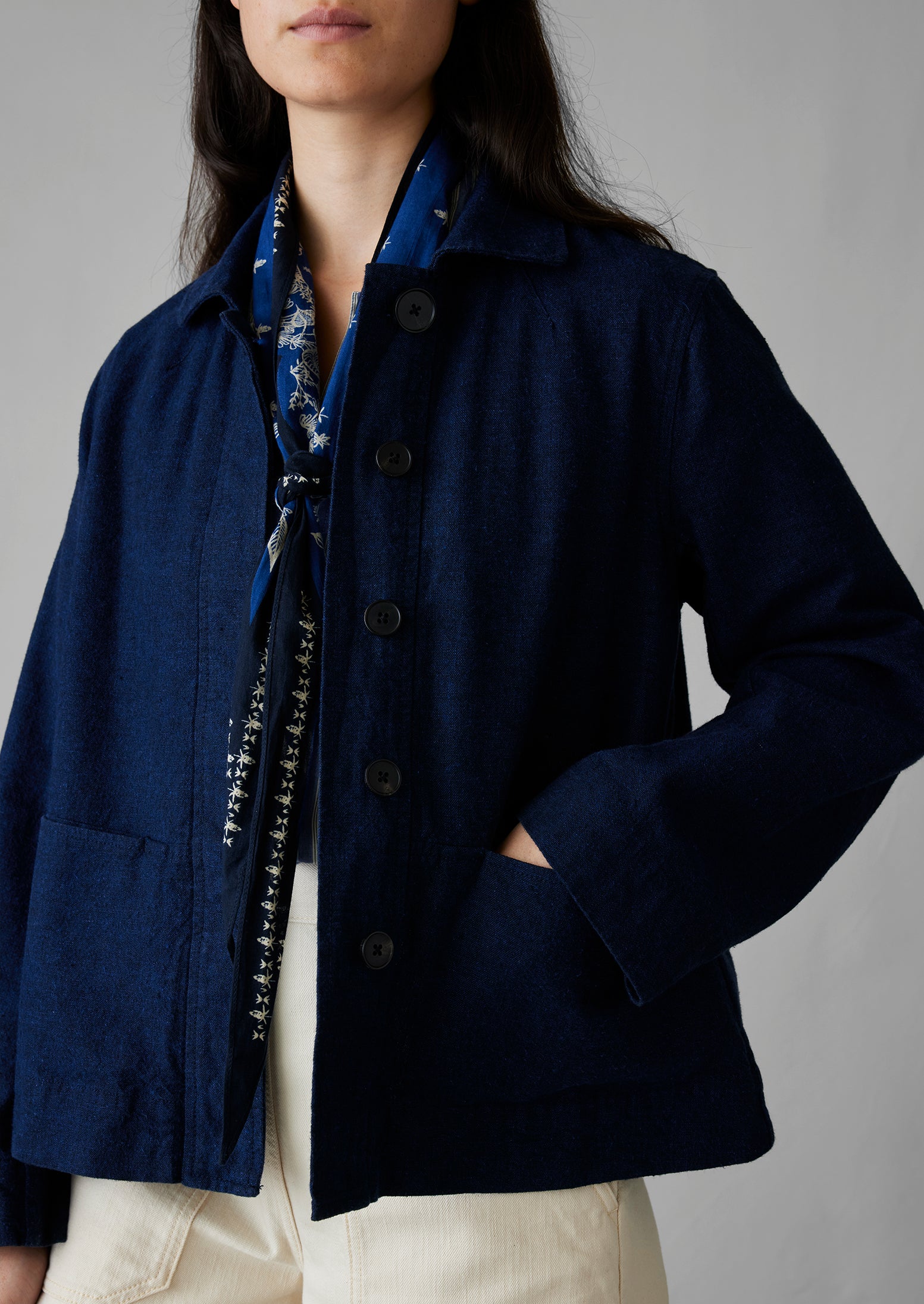 Boxy Hemp Cotton Canvas Jacket | Indigo | TOAST