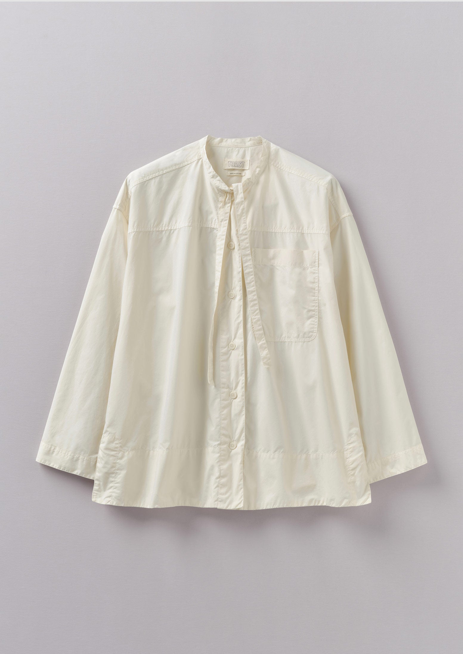 Tie Neck Cotton Poplin Shirt Ecru TOAST