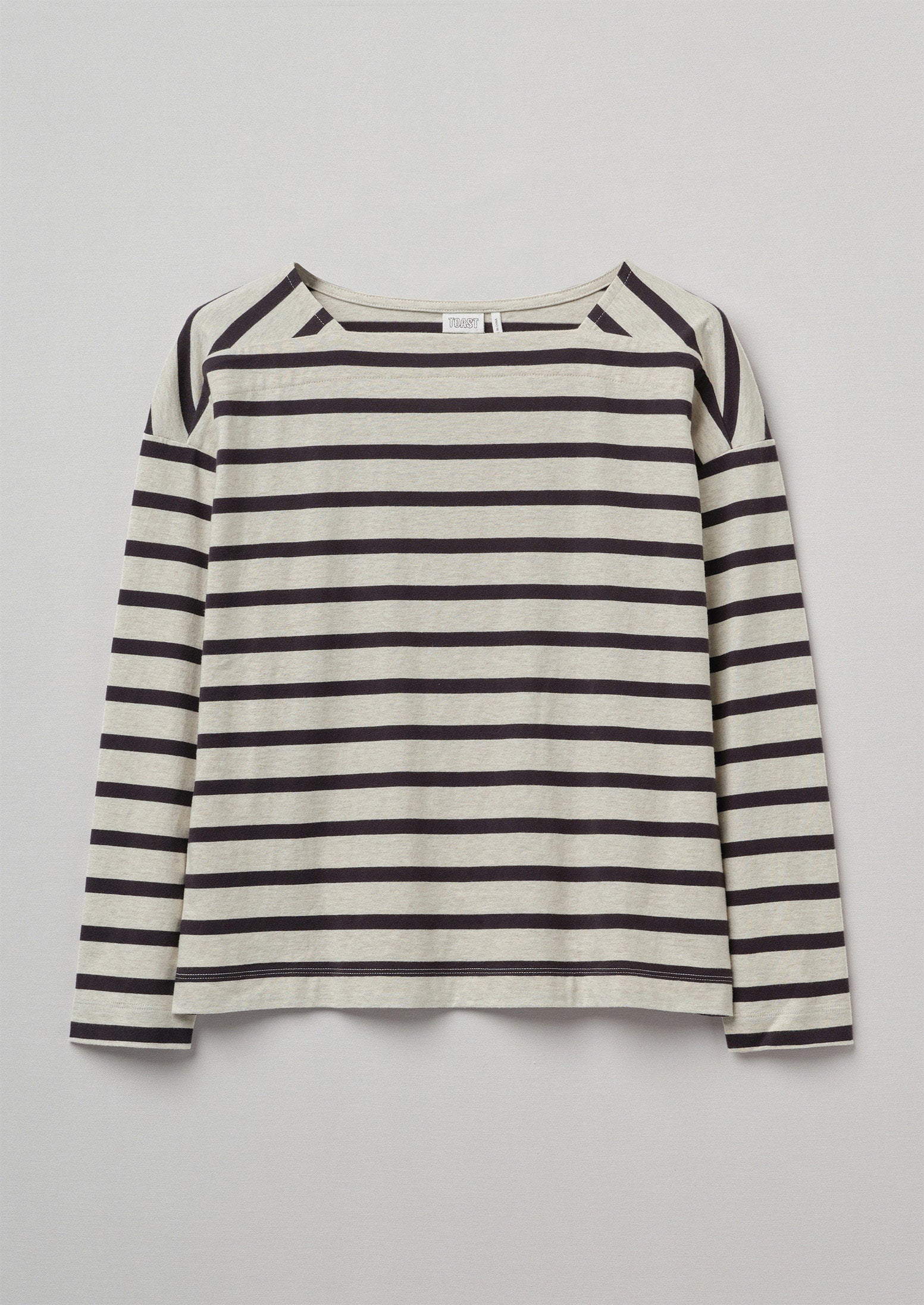 Breton Stripe Cotton Tee | Pebble/Slate Blue | TOAST