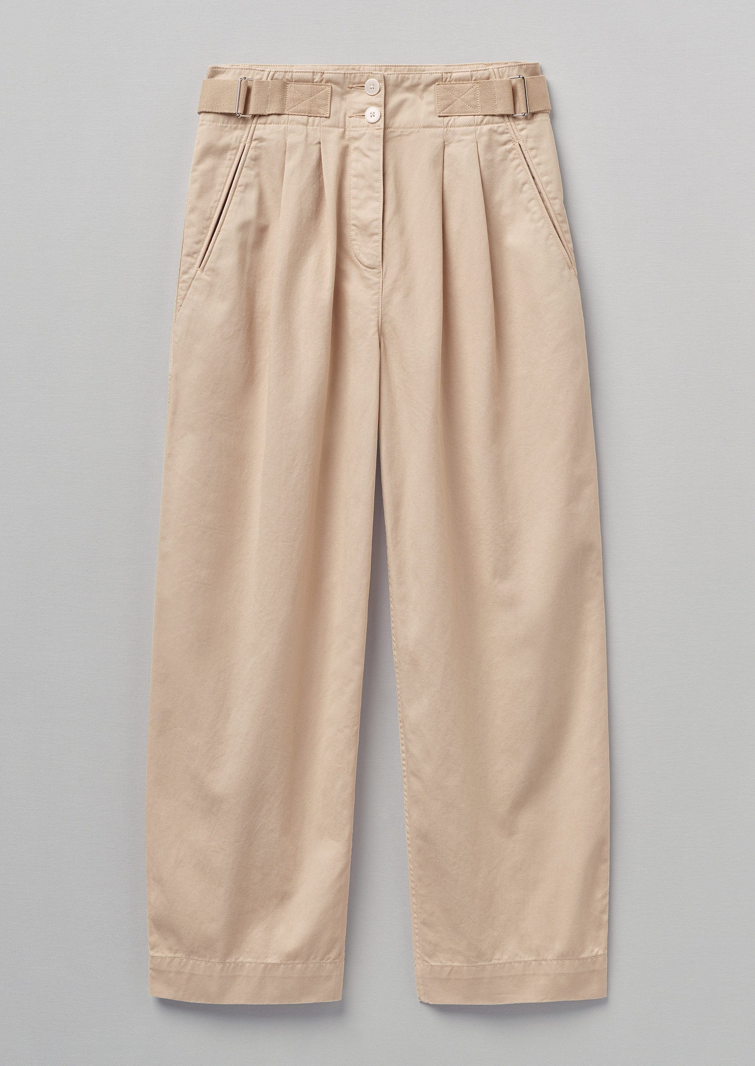 Side Tab Cotton Linen Twill Trousers | Shell