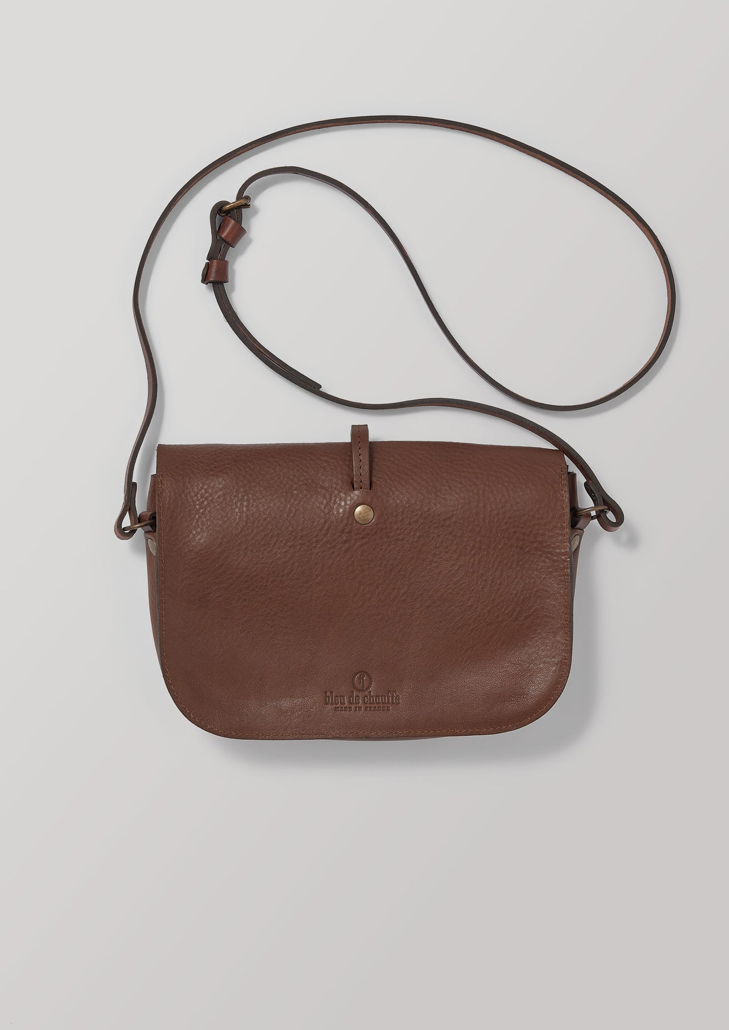 Bleu De Chauffe Leather Postier Bag, Tan