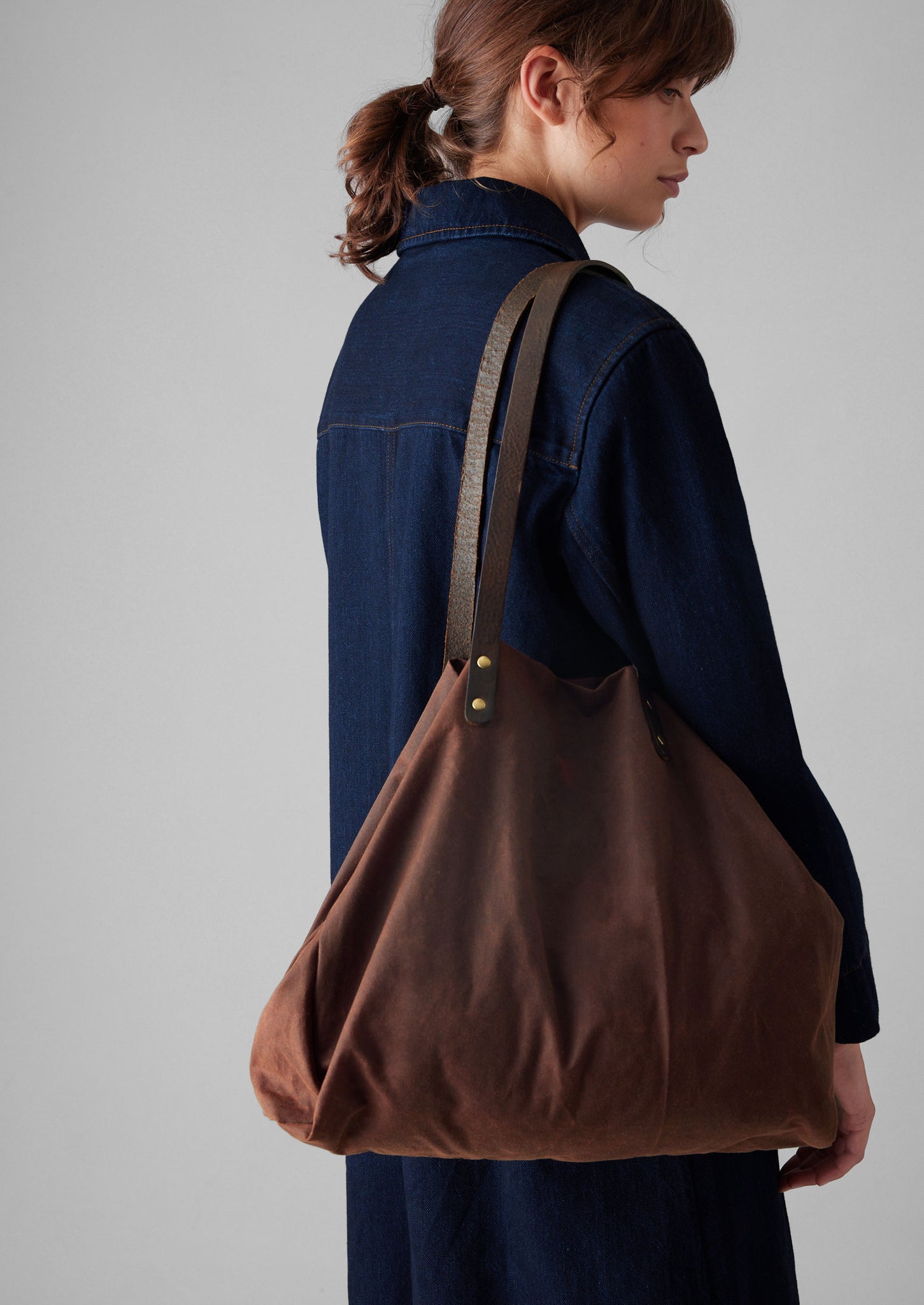 Kate Sheridan Waxed Cotton Tote Chestnut TOAST