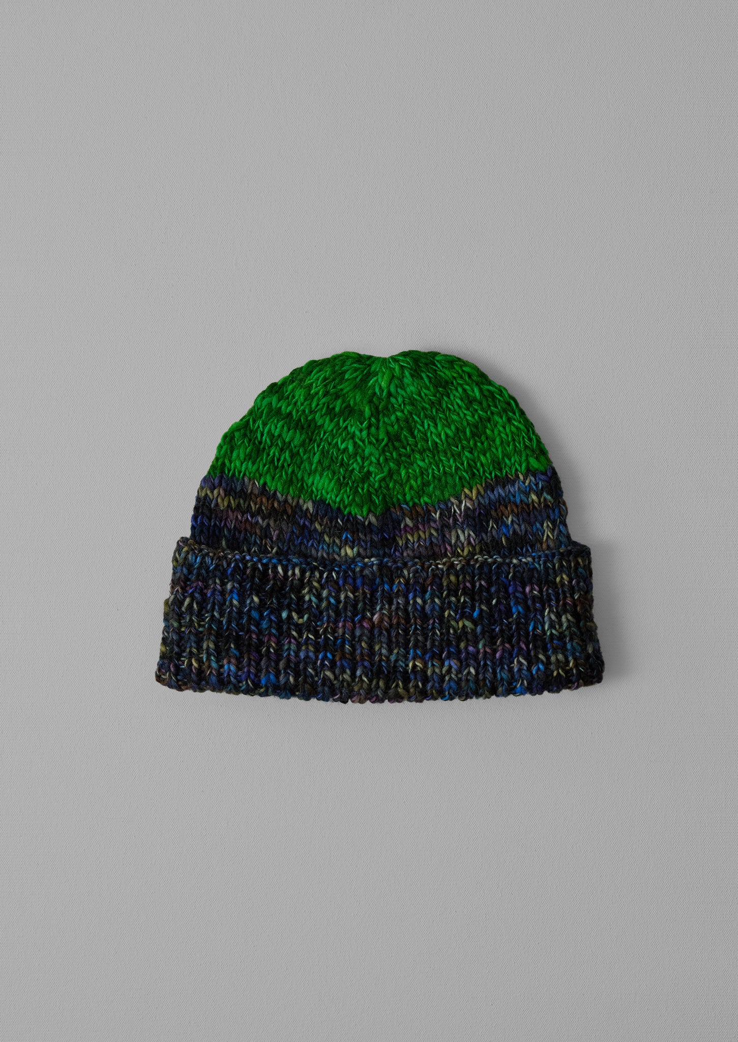 Hand Knitted Wool Hat | Galaxy/Green