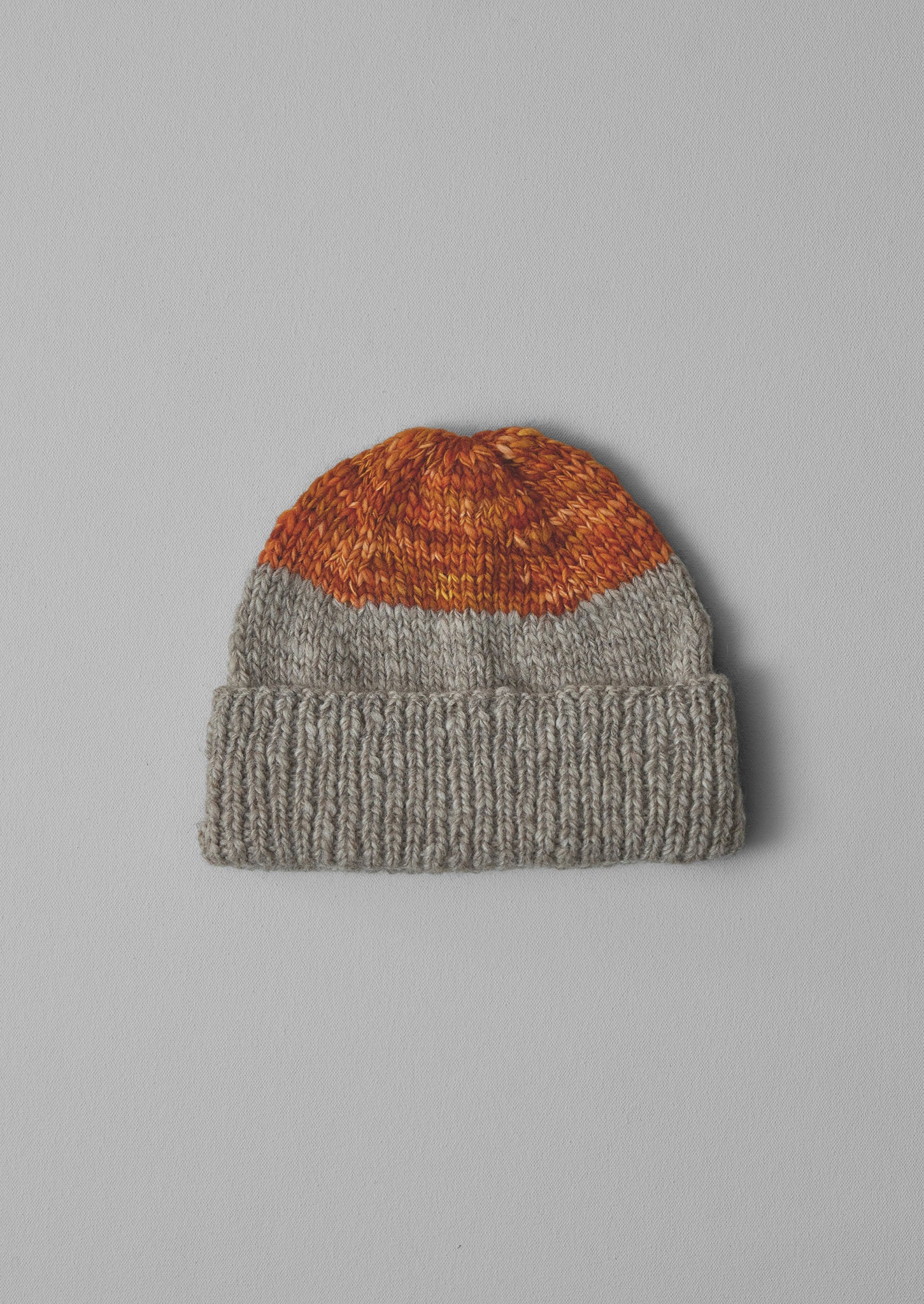 Hand Knitted Wool Hat | Natural/Orange