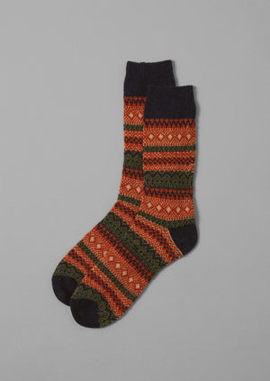 Wool Jacquard Socks | Navy Multi