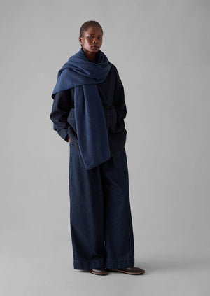 Cashmere Wool Wrap Scarf | Navy