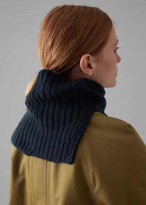 Ribbed Wool Cashmere Snood | Darkest Navy