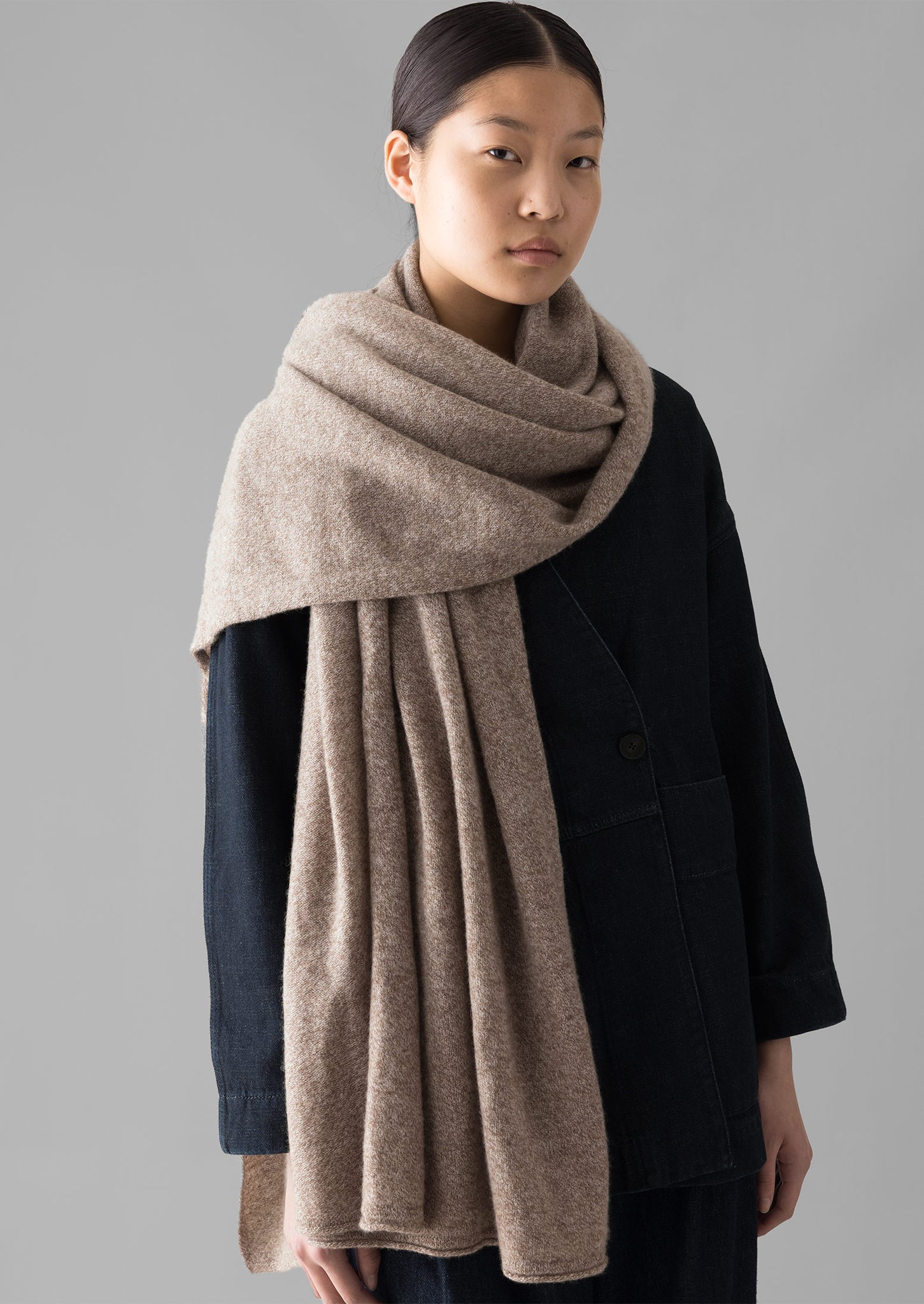 Cashmere Wool Wrap Scarf | Pebble