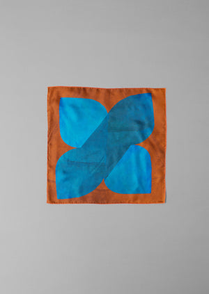 Paper Fold Print Silk Bandana | Copper Blue Multi