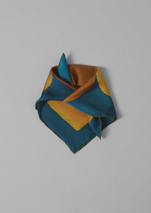 Paper Fold Print Silk Bandana | Golden Yellow/Multi