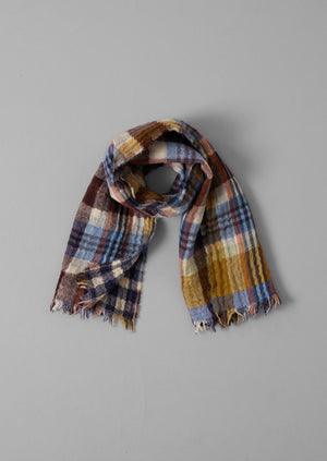 Dual Check Handwoven Knot Scarf | Earth/Multi