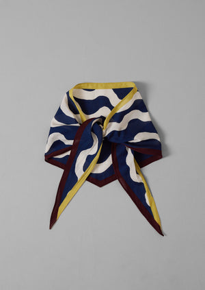 Ribbon Print Cotton Bandana | Midnight Blue