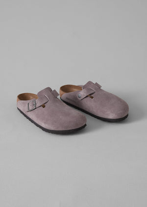 Birkenstock Boston Suede Clogs Faded Purple