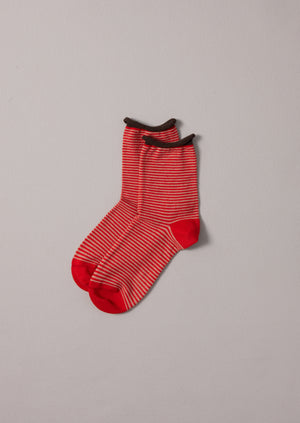 Stripe Cotton Cashmere Socks | Red/Cashew