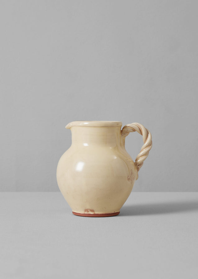 Poterie Barbotine Twisted Handle Pitcher | Cream