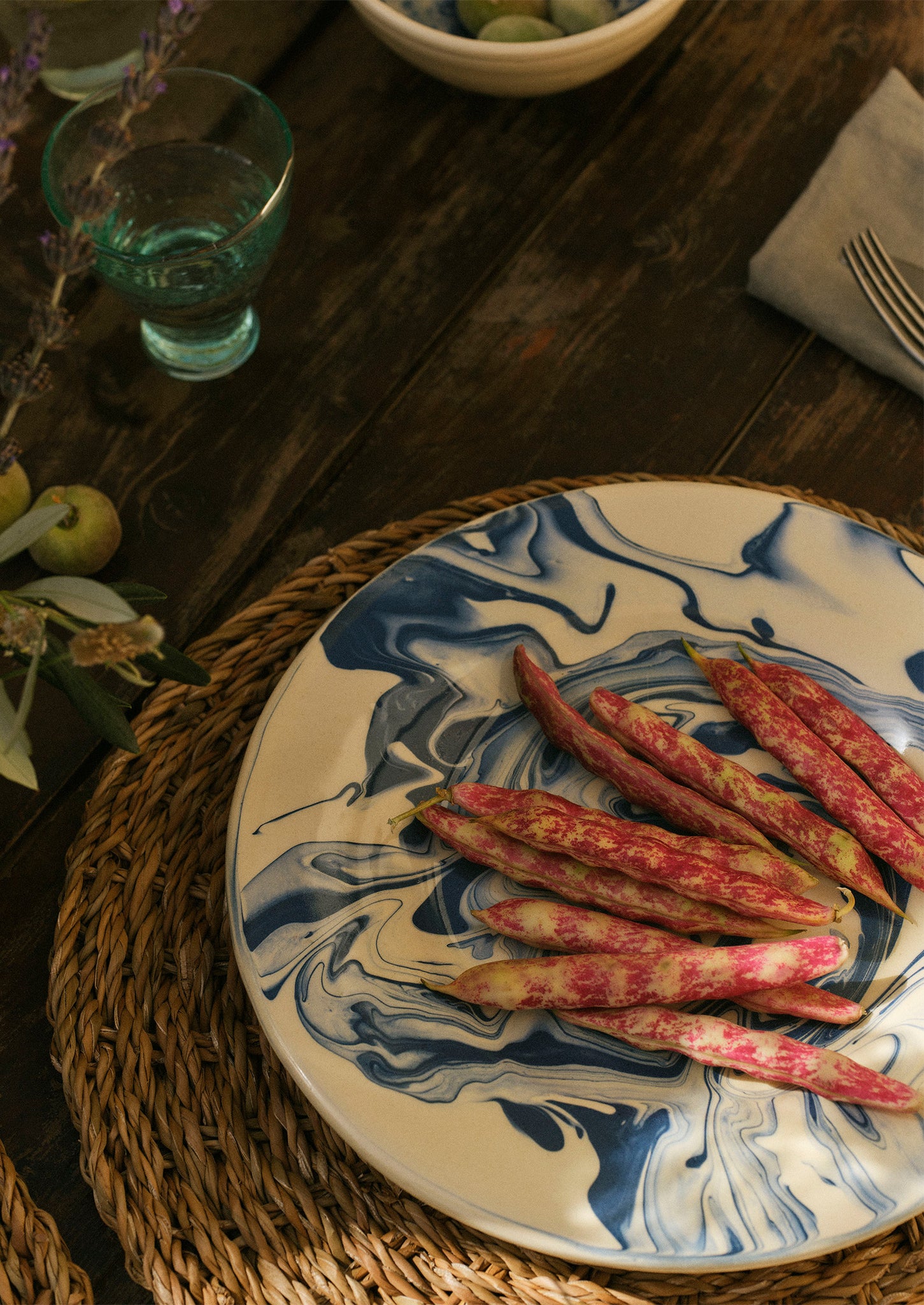 Poterie Barbotine Marbled Plate | Cream/Blue