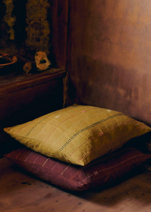 Basri Hand Embroidered Cushion Cover | Conker