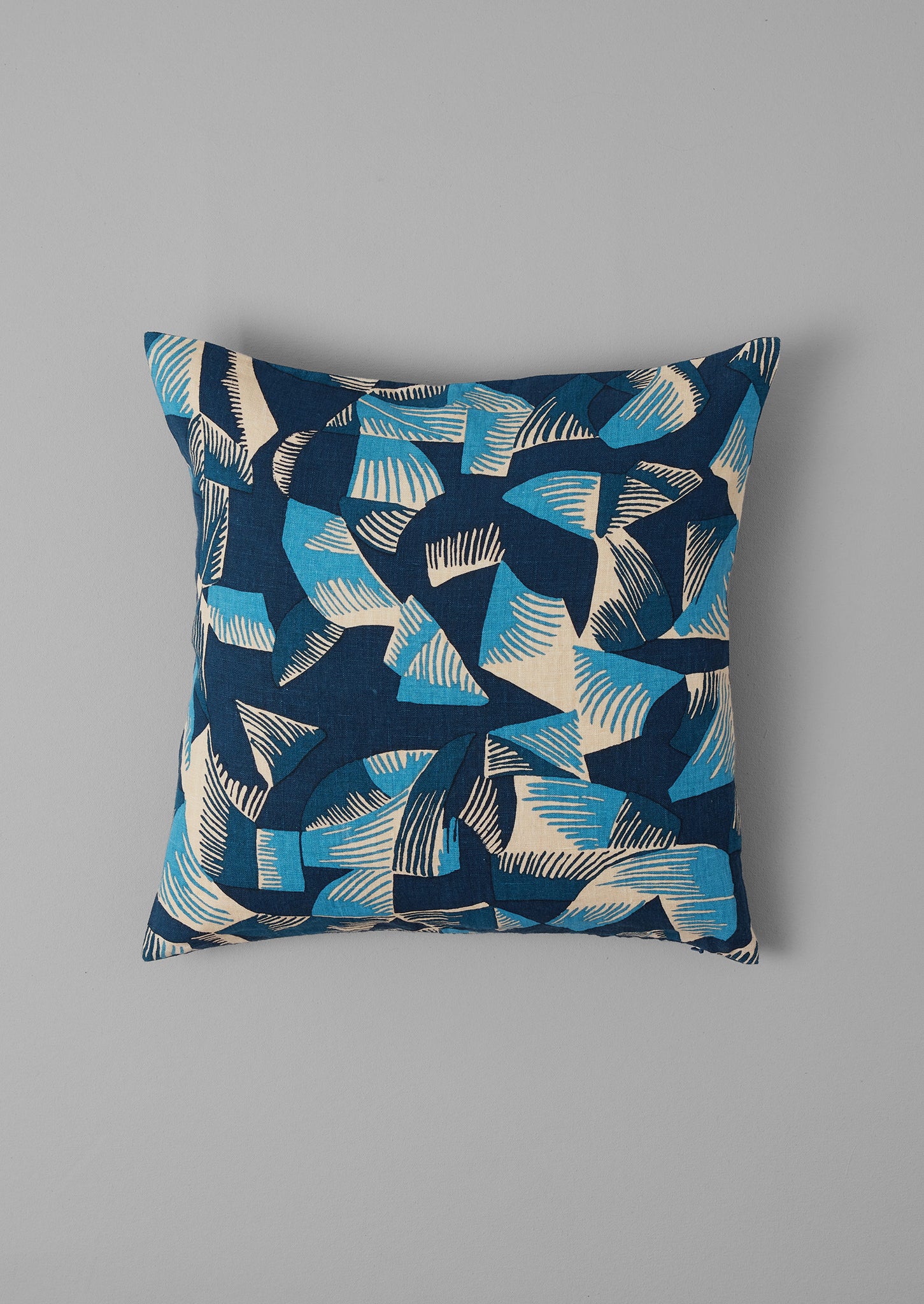 Kinetic Geo Linen Cushion Cover | Mixed Blues