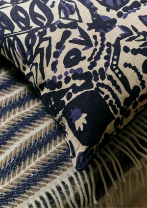 Moriko Print Cushion Cover | Ecru/Indigo