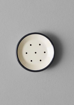 Enamel Soap Dish | Ecru/Dark Grey