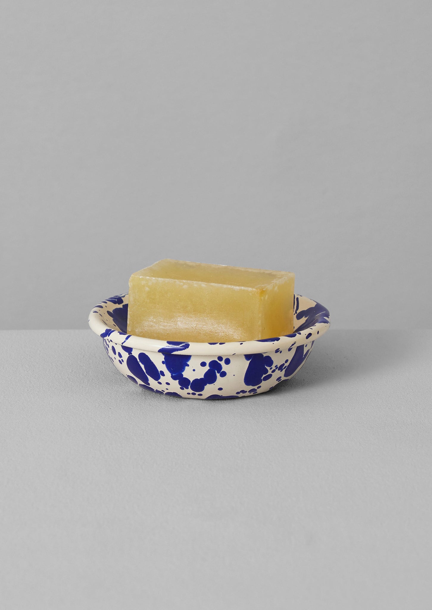 Splatter Enamel Soap Dish | Cream/Blue