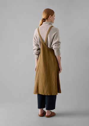 Linen Crossback Pinafore Apron | Tawny Brown