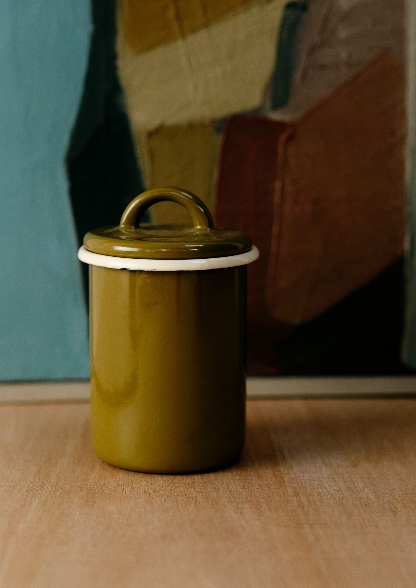 Enamel Storage Jar | Olive