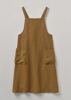 Linen Crossback Pinafore Apron | Tawny Brown