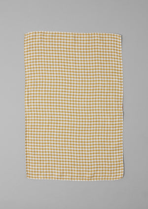 Gingham Linen Tea Towel | Chalk/Ochre