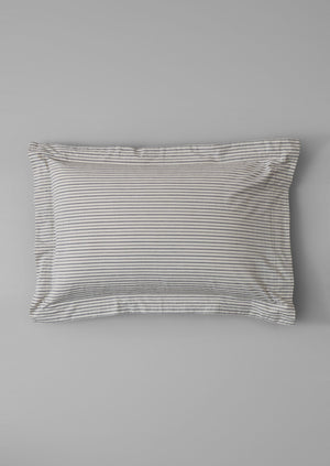 Organic Cotton Pyjama Stripe Oxford Pillowcase | Navy/Ecru