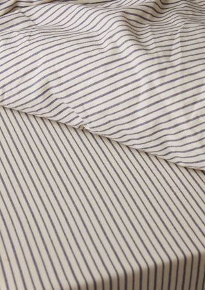 Organic Cotton Pyjama Stripe Fitted Sheet | Navy/Ecru