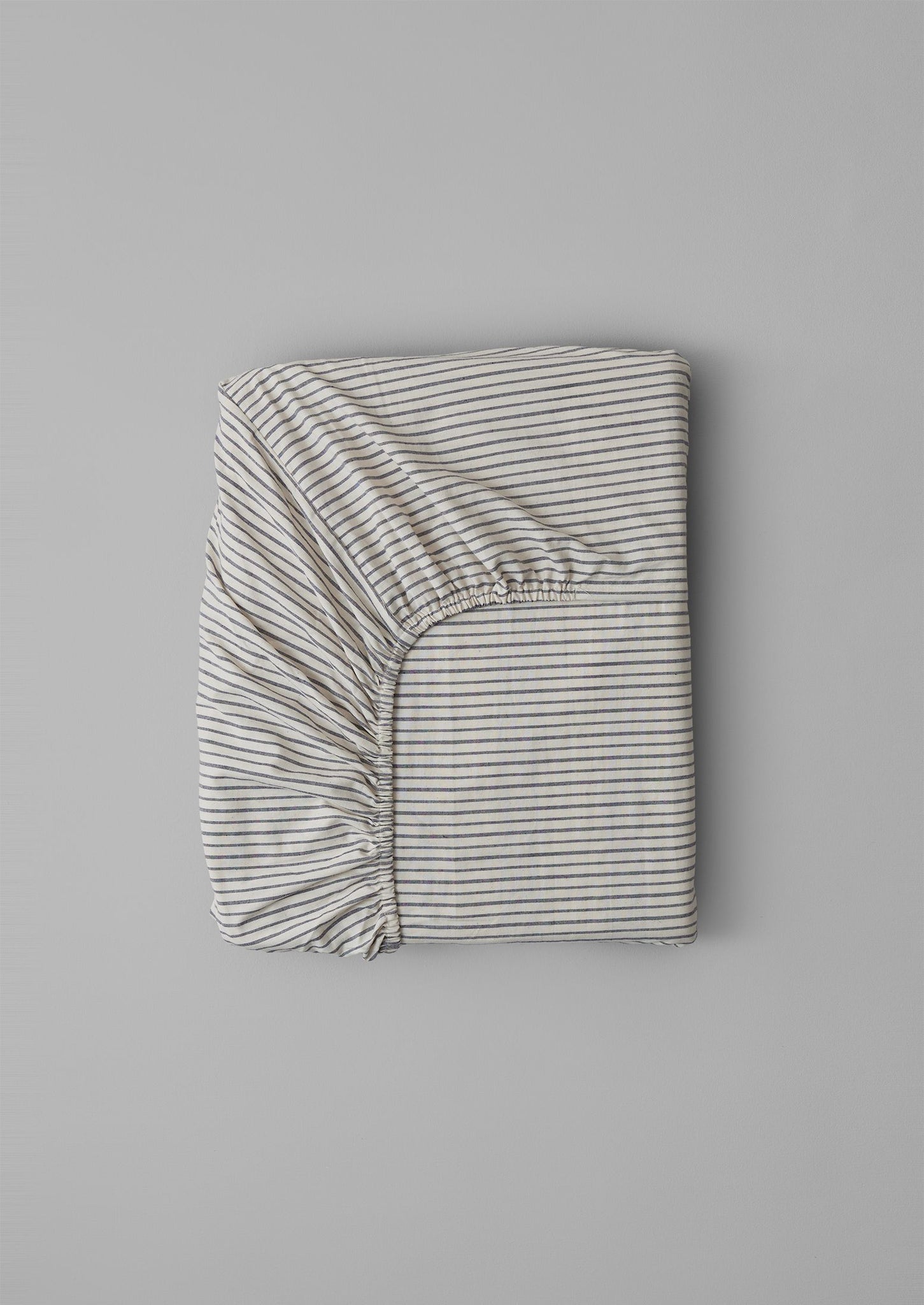 Organic Cotton Pyjama Stripe Fitted Sheet | Navy/Ecru