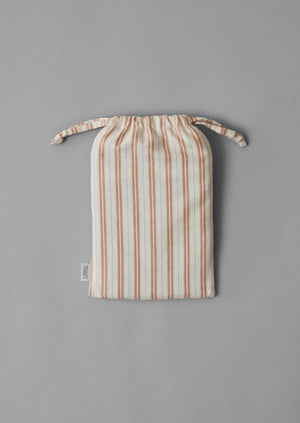 Ines Flannel Stripe Cotton Duvet Cover | Apricot/Soft Blue