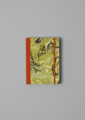 Hand Marbled Notebook | Leaf Green/Gold