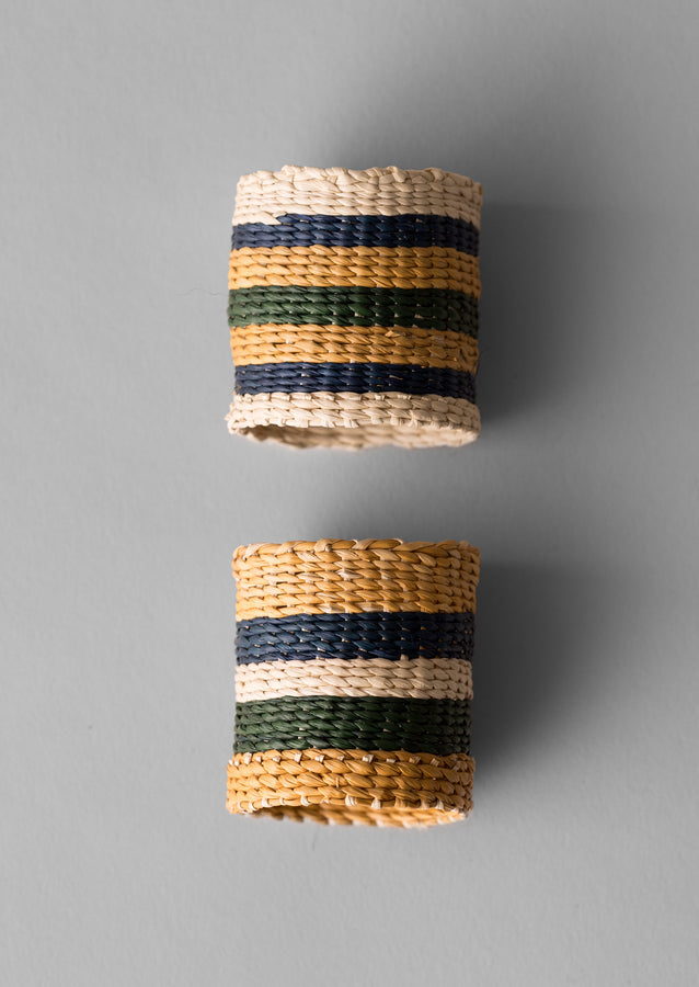 Hand Woven Iraca Napkin Rings | Brick/Multi