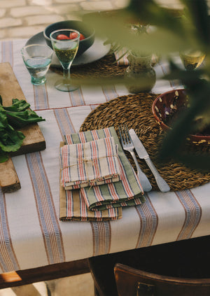 Hand Woven Stripe Napkin Set | Parchment