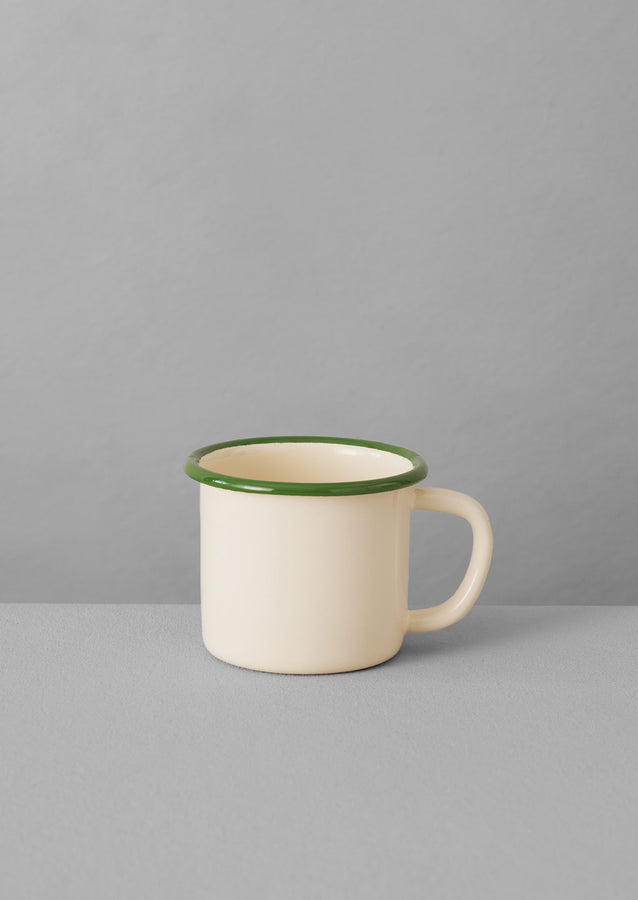 Contrast Rim Enamel Mug | Cream/Leaf