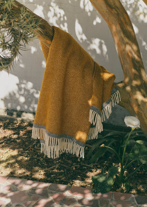 Diamond Wool Blanket | Caramel/Charcoal