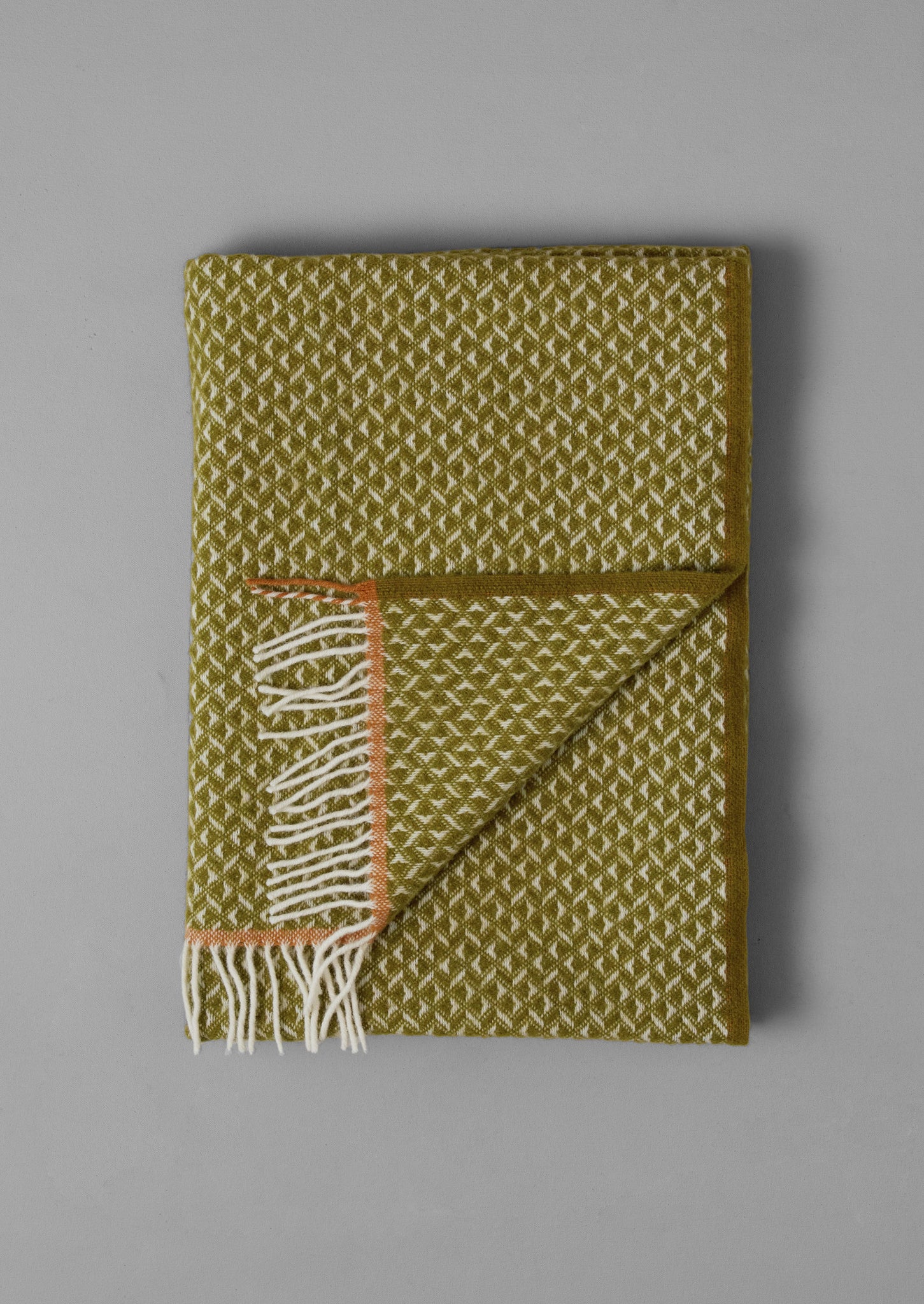 Geo Diamond Wool Blanket | Olive/Soft Coral