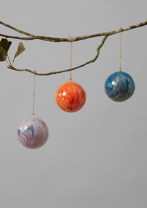 Hand Marbled Bauble | Rich Blue