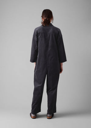 Wide Leg Organic Cord Jumpsuit | Charcoal