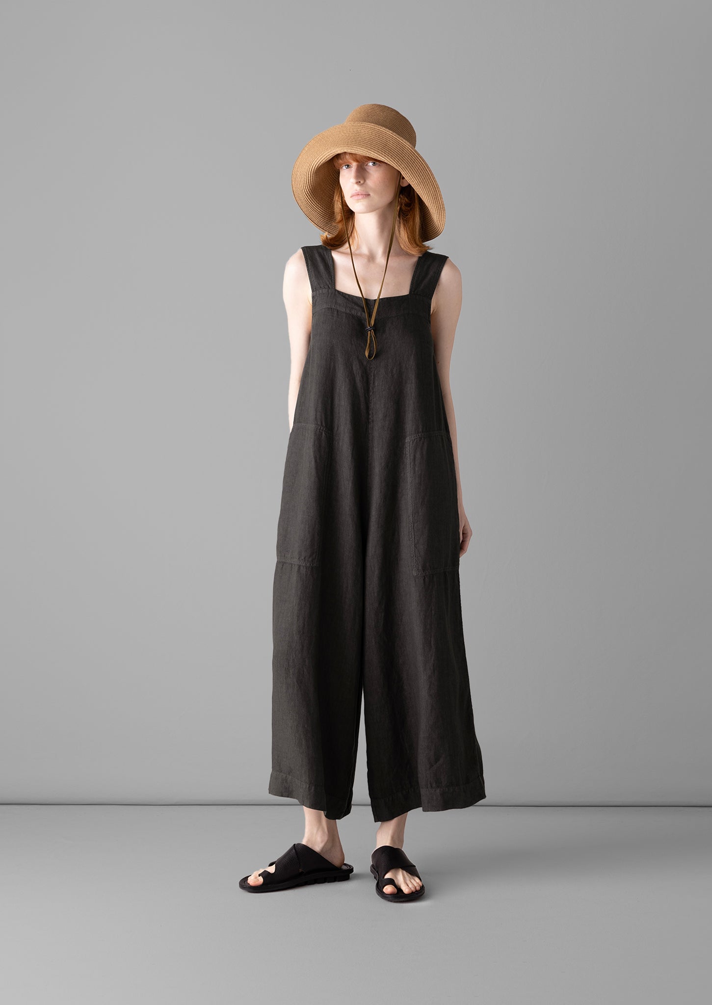 Linen hot sale pinafore jumpsuit