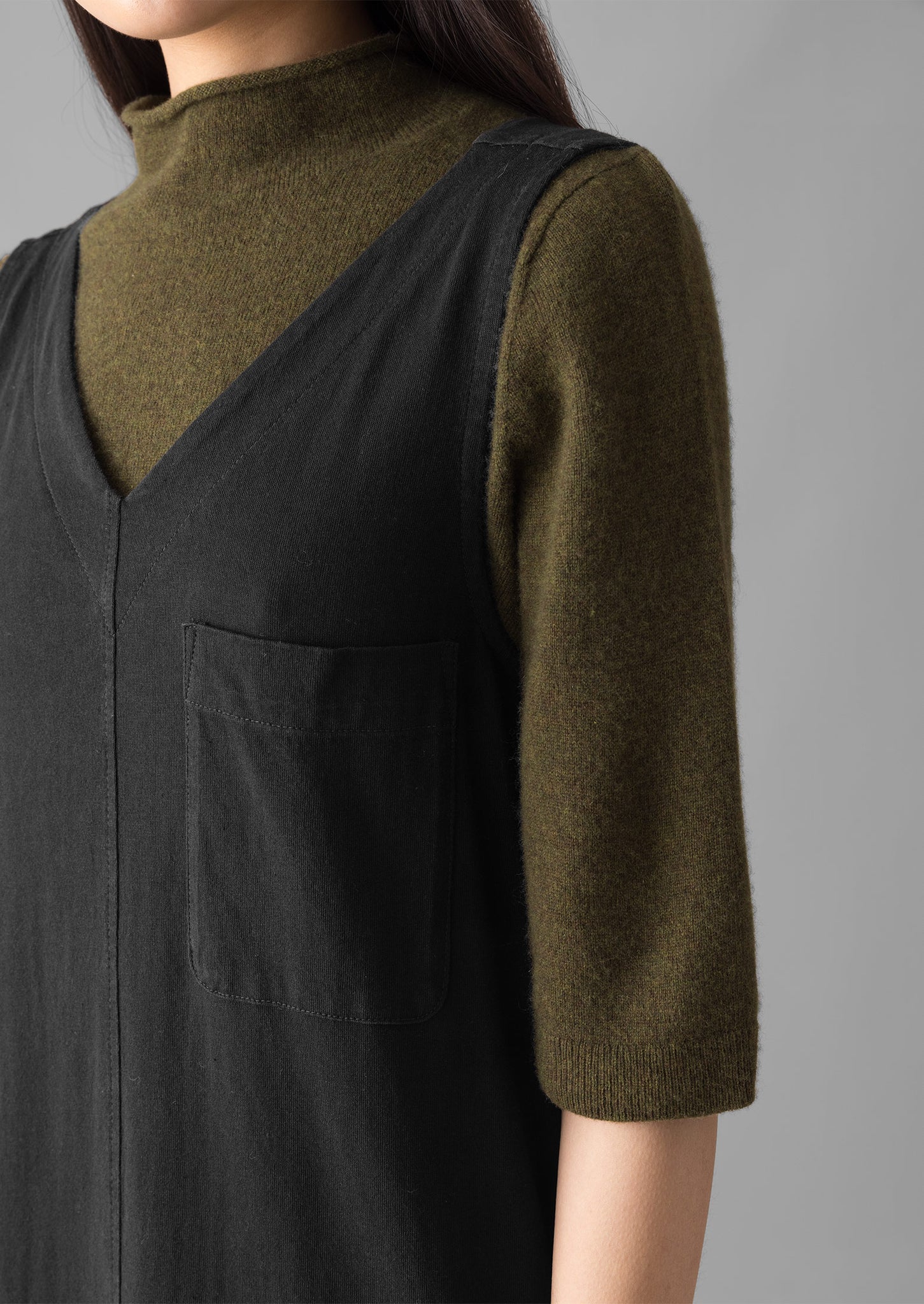 V-Neck Cotton Jersey Dress | Washed Black