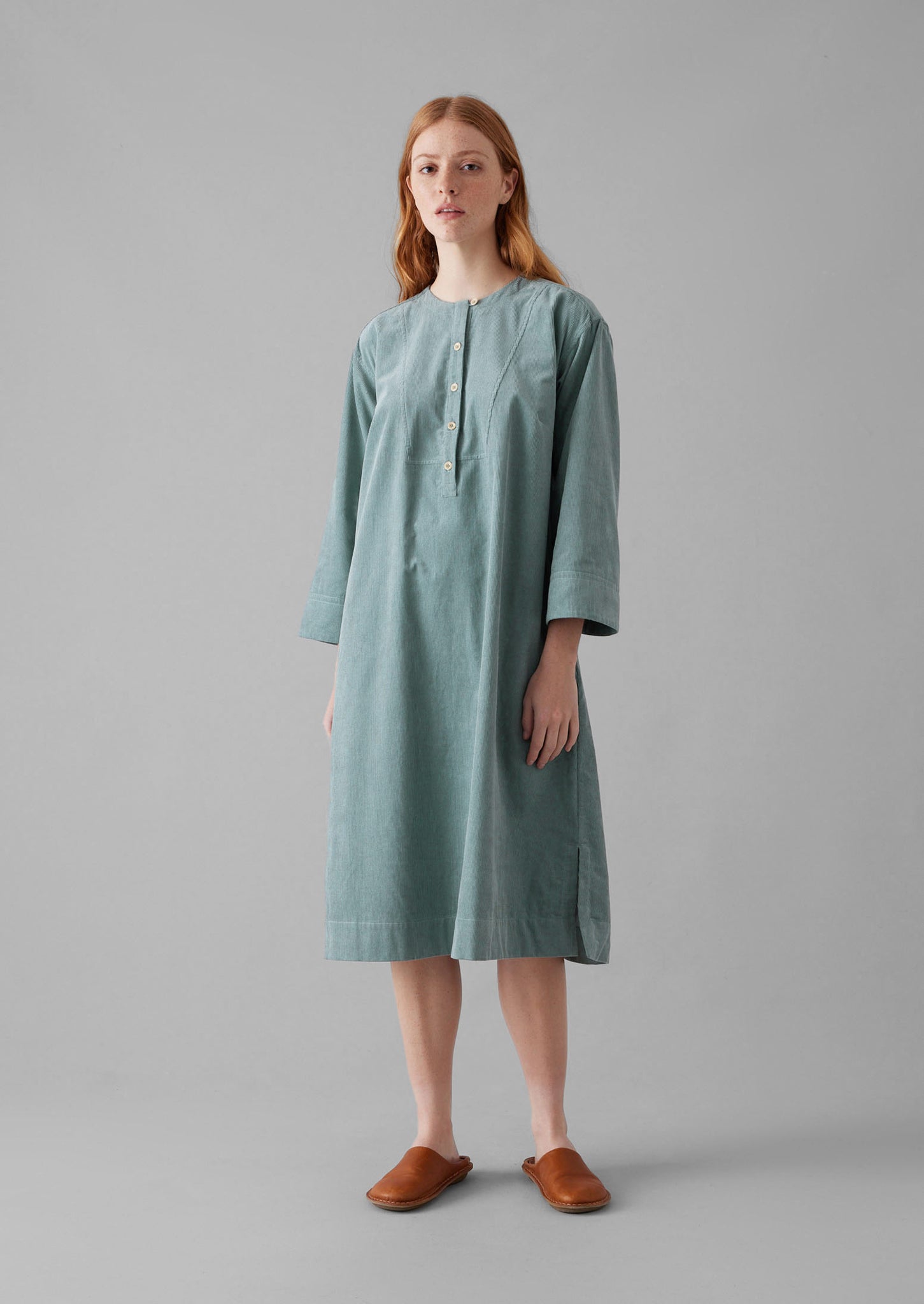 Organic Cord Tunic Dress | Dusty Blue