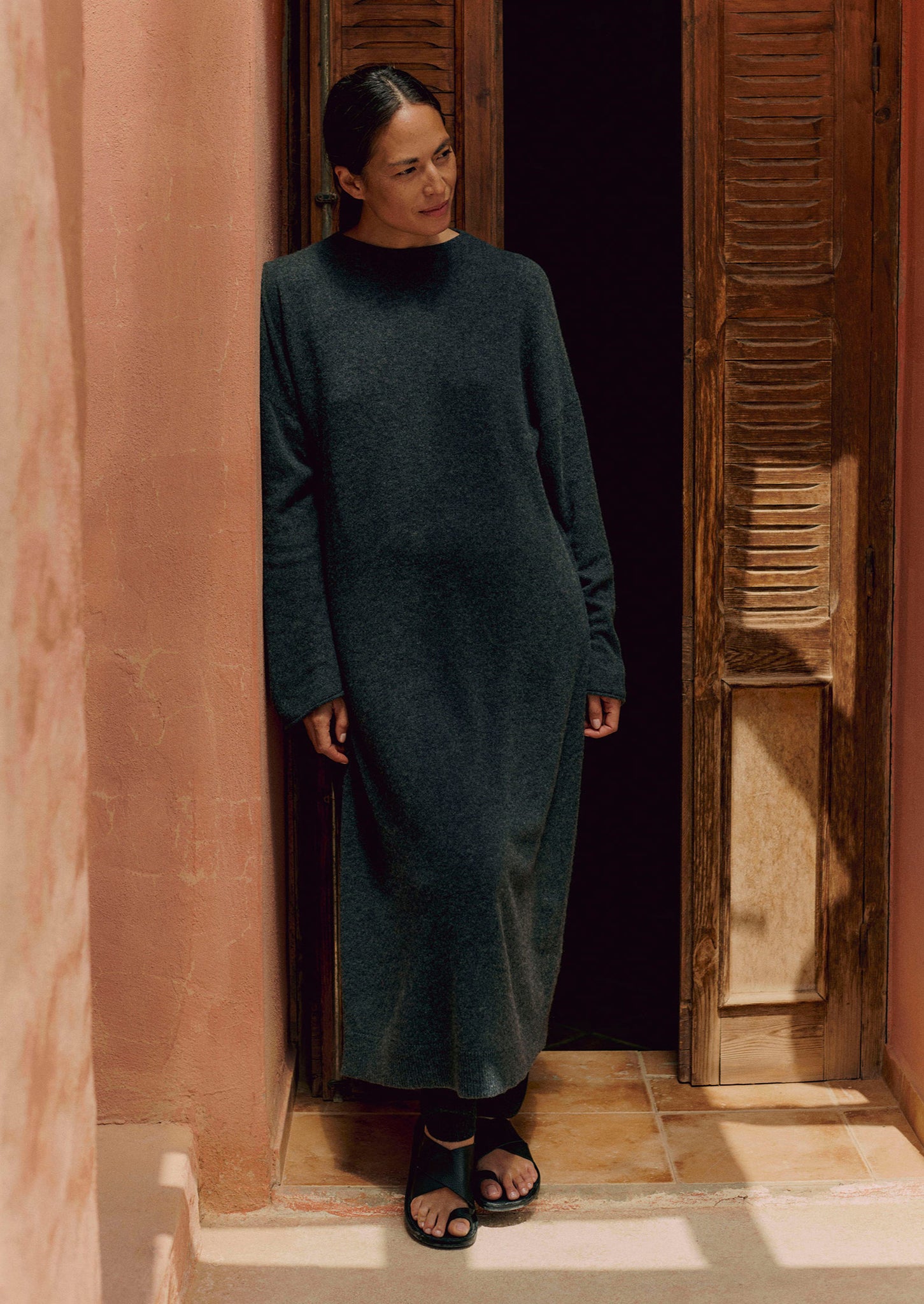 Wool Cashmere Jumper Dress | Charcoal Melange